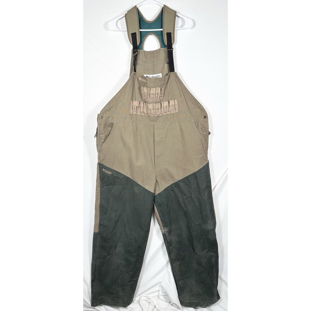Columbia Briarshun Stout Mens XL Khaki Green Canvas Hunting Bibs Overalls Pants